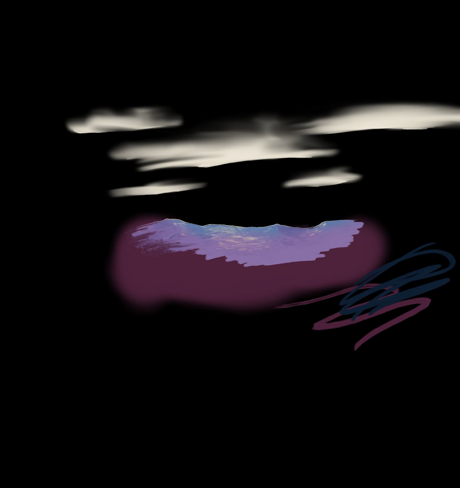 Highlighted mountain face